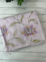 Supernet saree with embroidery and handpainting MSH104- PastelLavender