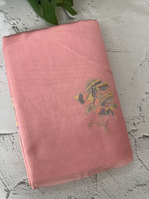 Tussar finish soft silk saree with thread embroidery MTS568 PeachPink
