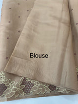 Satin finish kosa tussar saree with cutwork - MSH205 Taupe