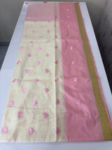 Semi chanderi silk saree with embroidery & blouse- MSF567