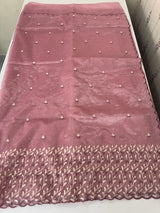 Glassy tissue organza saree with embroidery FKSF133- OnionPink