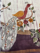 Semi tussar saree with hand painting, kanta embroidery and Pita work MS3433