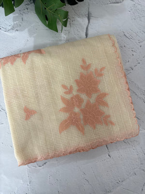 Kota Moonga checks Applique work saree  MSH273 - Cream to Peach