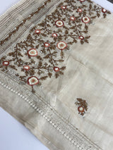 Kanta Handstitched Blended tussar silk saree MS90543