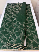 Blended tussar silk saree with embroidery- MSH158 BottleGreen