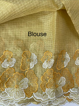 Silky kota saree with embriodery borders MS16372 Yellow