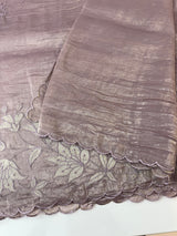 Crush Organza applique work saree MS14589