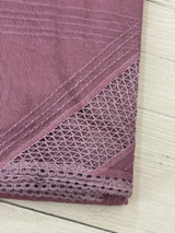 Supernet saree with crochet work and lace border MCJ5433 - MauvePink (Design - Diagonal Crochet)