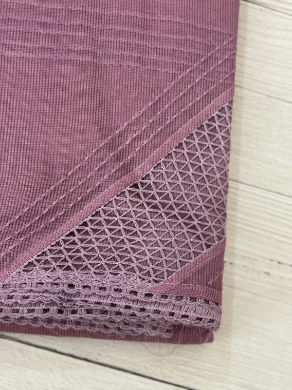 Supernet saree with crochet work and lace border MCJ5433 - MauvePink (Design - Diagonal Crochet)