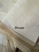 Blended tussar silk saree with embroidery- MSH490