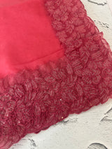Soft Organza saree with embroidery sequins borders - MSH5778 CrimsonPink