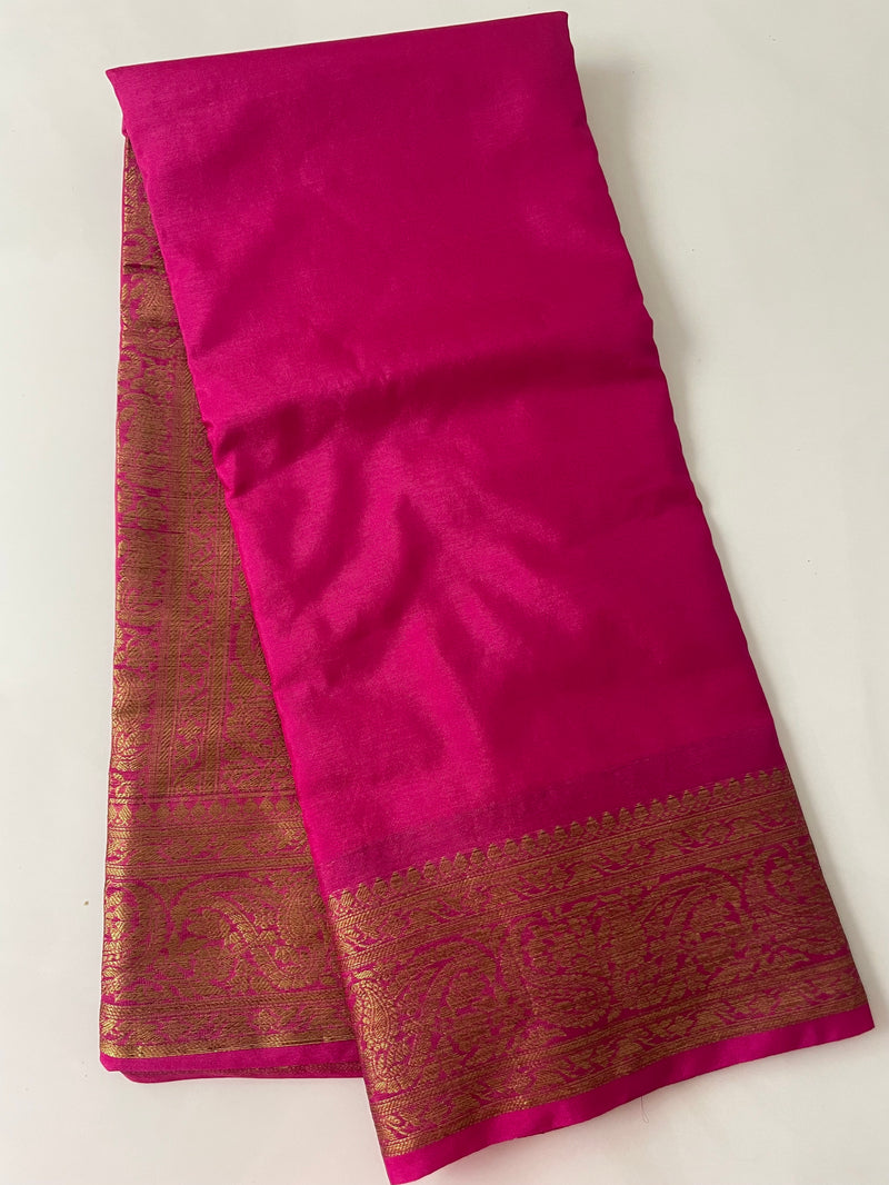 Soft dola silk saree with brocade blouse MDLS215 RaniPink