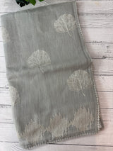 Semi linen saree with embroidery- MS15087 PastelGrey