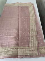 Tissue Organza saree with thread work - MS14798 PastelPink