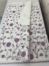 Mul cotton applique work saree with scalloped borders MSH166