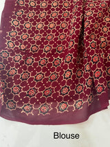 Pure Ajrakh Georgette saree MGS76- Maroon