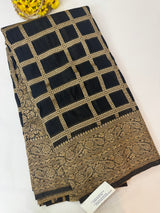 Semi banarasi Khaddi Georgette saree - MS1498 Black