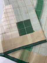 Checks semi chanderi saree  MS9871 - Green