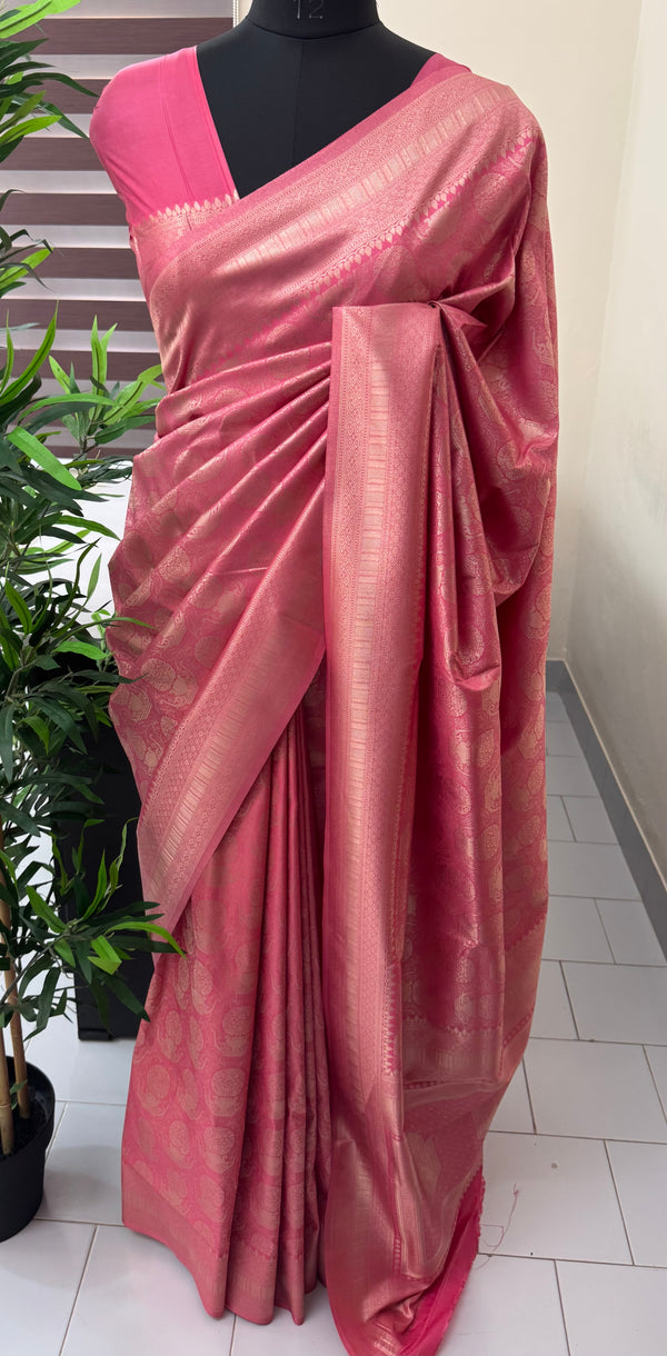 Premium Pastel soft silk Saree - MKP980 Dark Pink