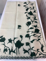 Tissue cotton applique work saree MS6743(1) - BottleGreen