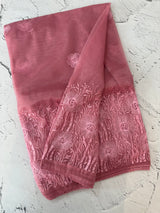 Glass tissue organza saree with embroidery MSF121 DustyPink(3)