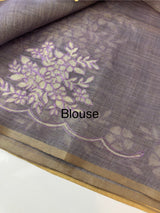Tissue Linen Saree with applique work MRS890