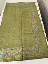 Cutwork Blended tussar saree MSH228 DustyGreen