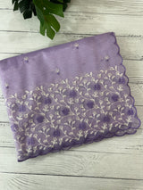 Glassy tissue organza saree with embroidery FKSF133- Lavender