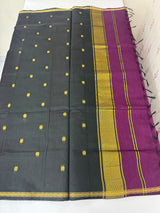 Maheshwari silk cotton saree with zari weaving MMJ764 Vadamalli to Black (3)