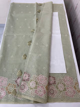 Soft Kota tissue silk saree with embriodery work MS49887 Pastel DuskyGreen