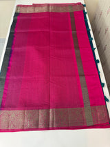 Blended tussar silk sarees with contrast pallu & blouse MTL430