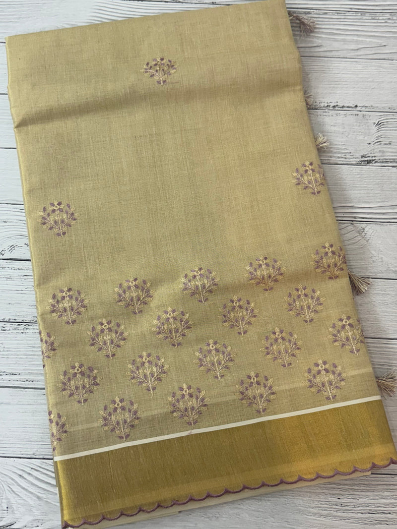 Kerala tissue cotton saree- MSK101- Lavender