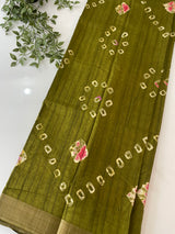 Blended Tusser silk saree with bandhani prints SAHERC