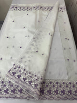 Soft Organza saree with embroidery borders - MCW896 White to Lavender