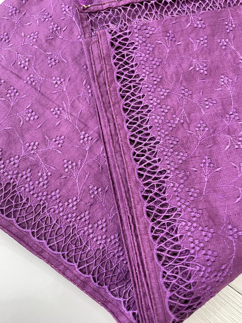 Cutwork Blended Jute - tussar saree MTS9079