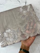 Semi tussar saree with applique borders MSH999 Taupe