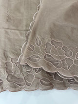 Moonga checks saree with Applique work borders  MSH149 (2)- Mushroom Brown