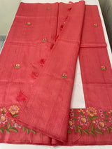 Art tussar saree with embroidery MST677