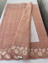 Soft Organza saree with thread work and tissue applique borders - MCW605 PeachPink