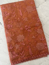 Soft organza saree with applique and thread work - MSH956 (2) Peach
