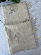 Blended tussar saree with embriodery - MS8665(3) Cream