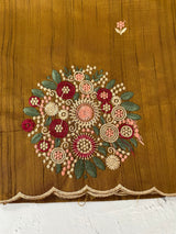 Blended art tussar silk saree with embroidery- MS1090 SpicyMustard