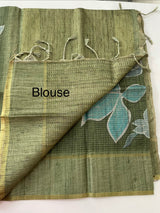 Soft silk saree with thread work and digital prints MGS5678