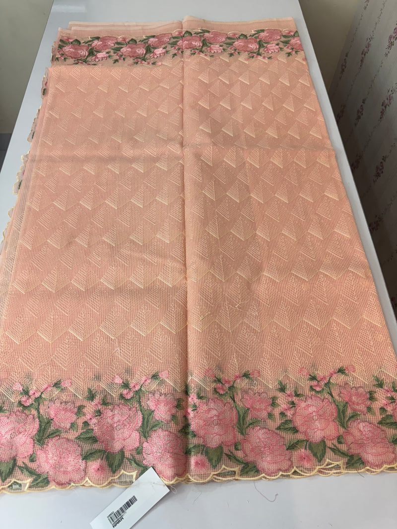 Phulkari NetKota embroidery saree - MPKS905 PeachPink