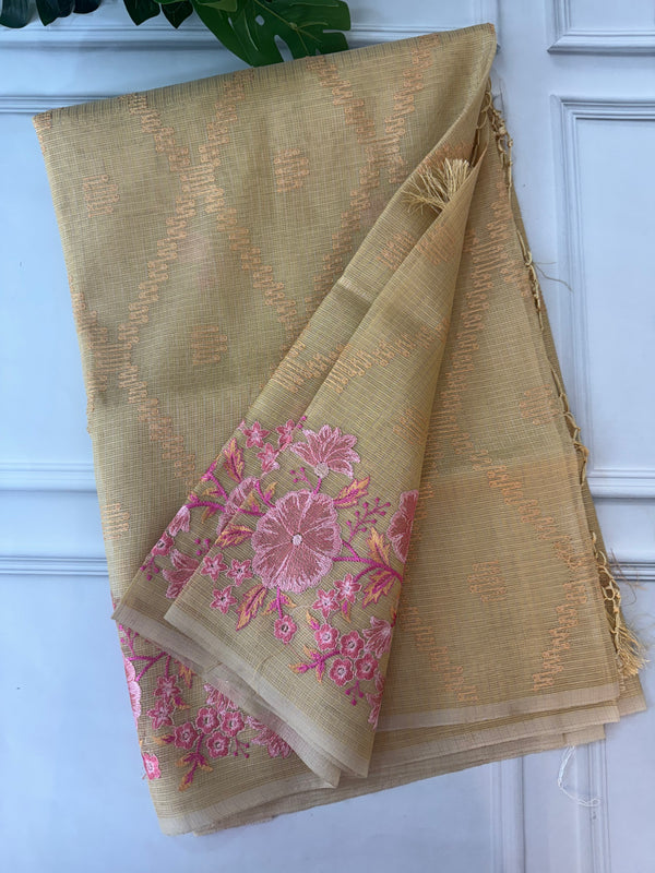 Tissue silk saree with embroiodery MSDH16