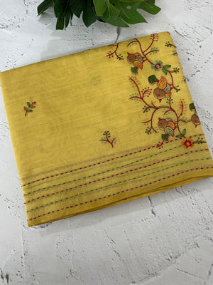 Semi chanderi saree with embriodery MSF590