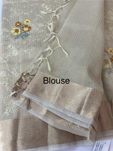 Tissue Silk embriodery saree MS49892