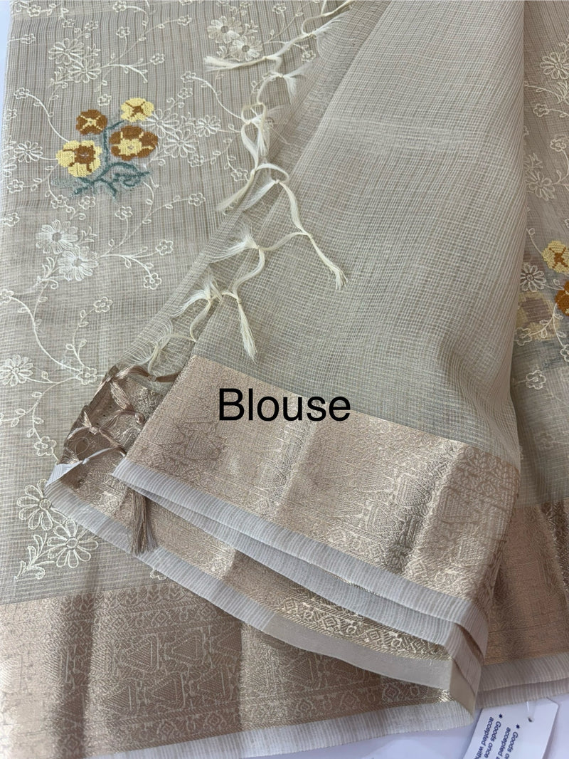 Tissue Silk embriodery saree MS49892