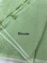Moonga checks saree with embroidery MSH219 Pista