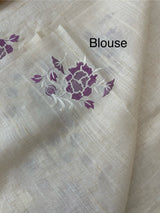 Blended tussar saree with embriodery - MS98765 Cream